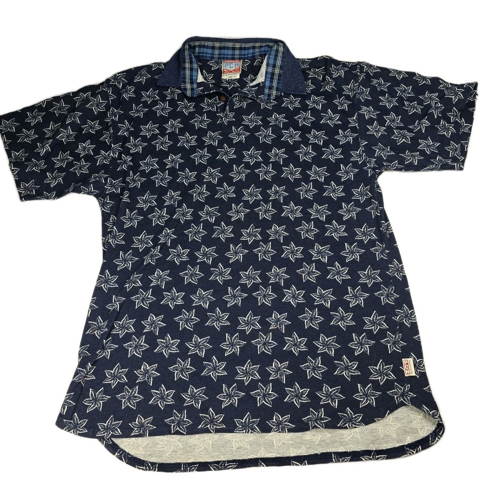 VTG‎ Mens PCH Polo Shirt Short Sleeve Geometric Floral Size Large 14-16 Blue